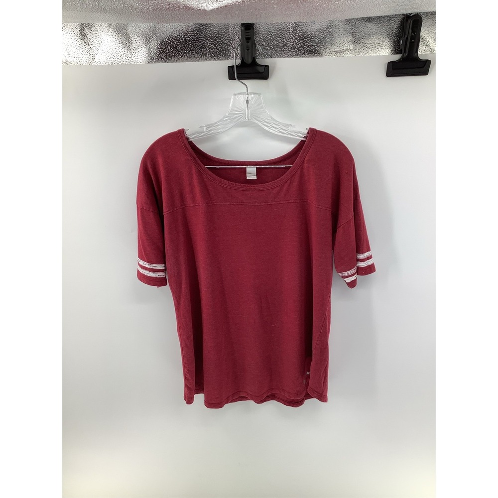 Alternative Apparel Womens Burgundy Red Athletic Stripe Football Tee Size M